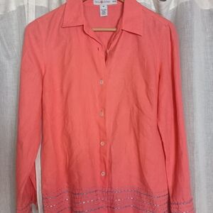 Women's Coral Button-Down Shirt